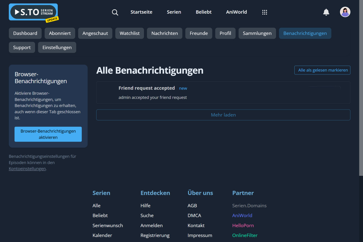 Alle Benachrichtigungen & Optionen