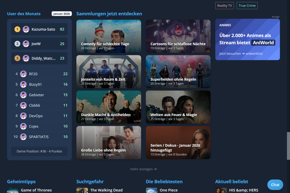 Punkte, Top-Liste & Sammlungen
