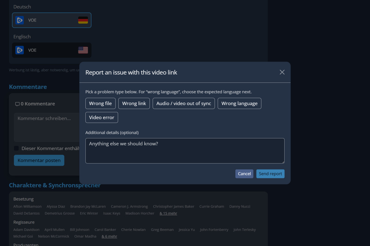 Defektes Video melden