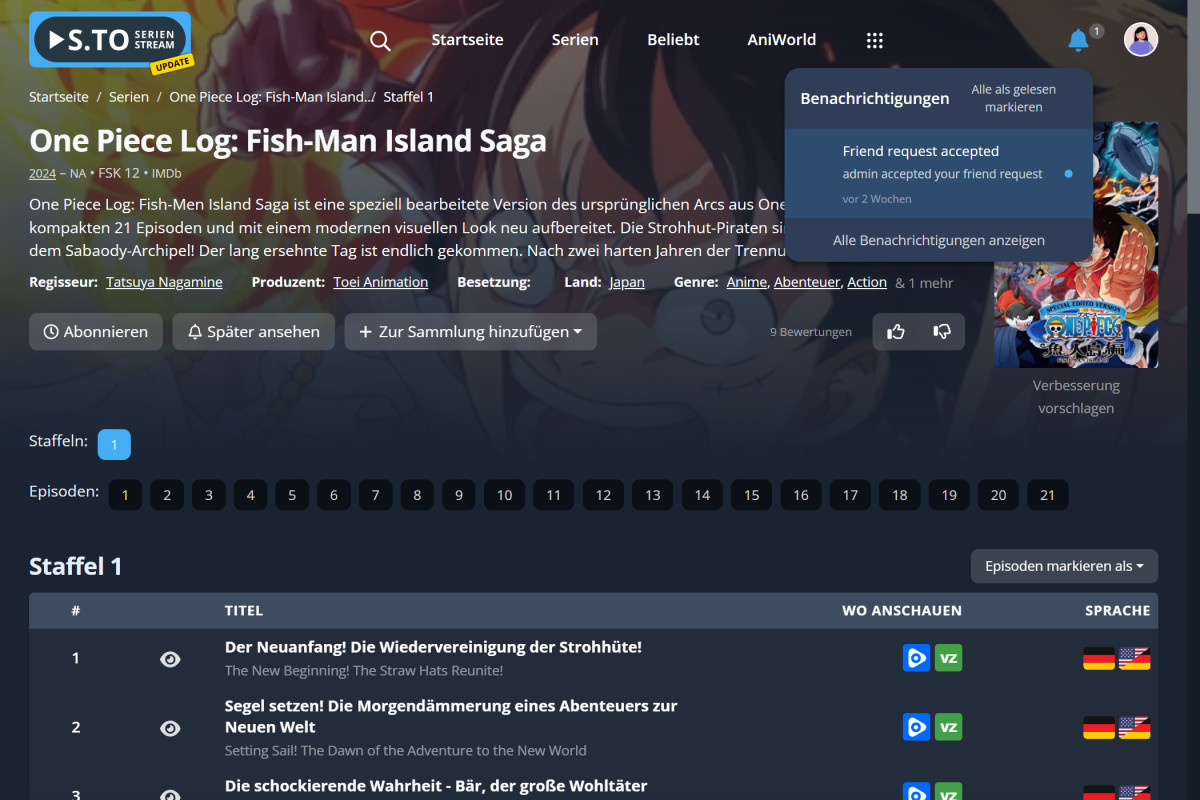 Serien-Benachrichtigungen