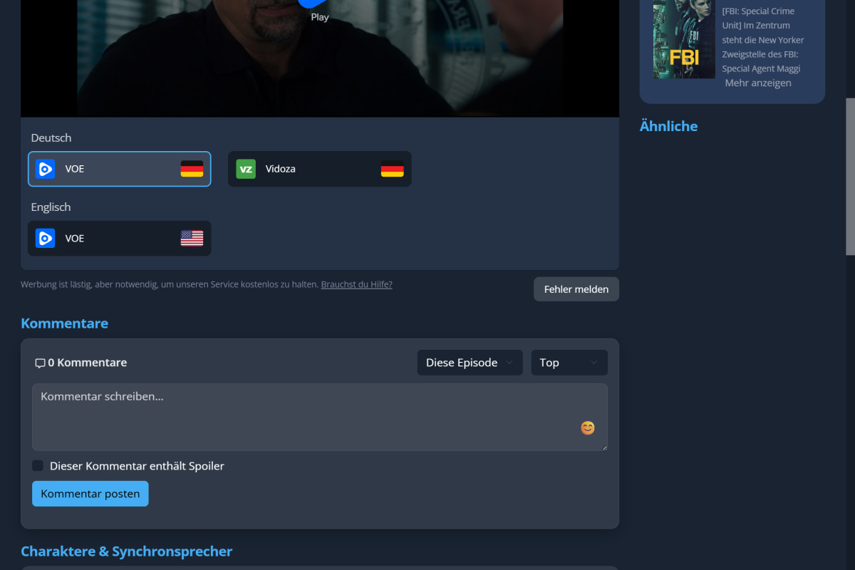 Episodenseite mit Video-Links